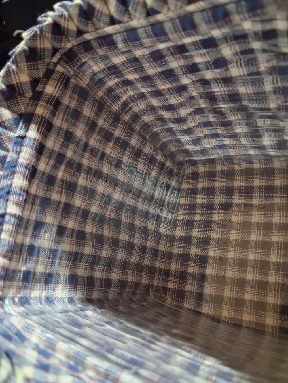 Longaberger Blue Plaid Lined Woven Storage Basket